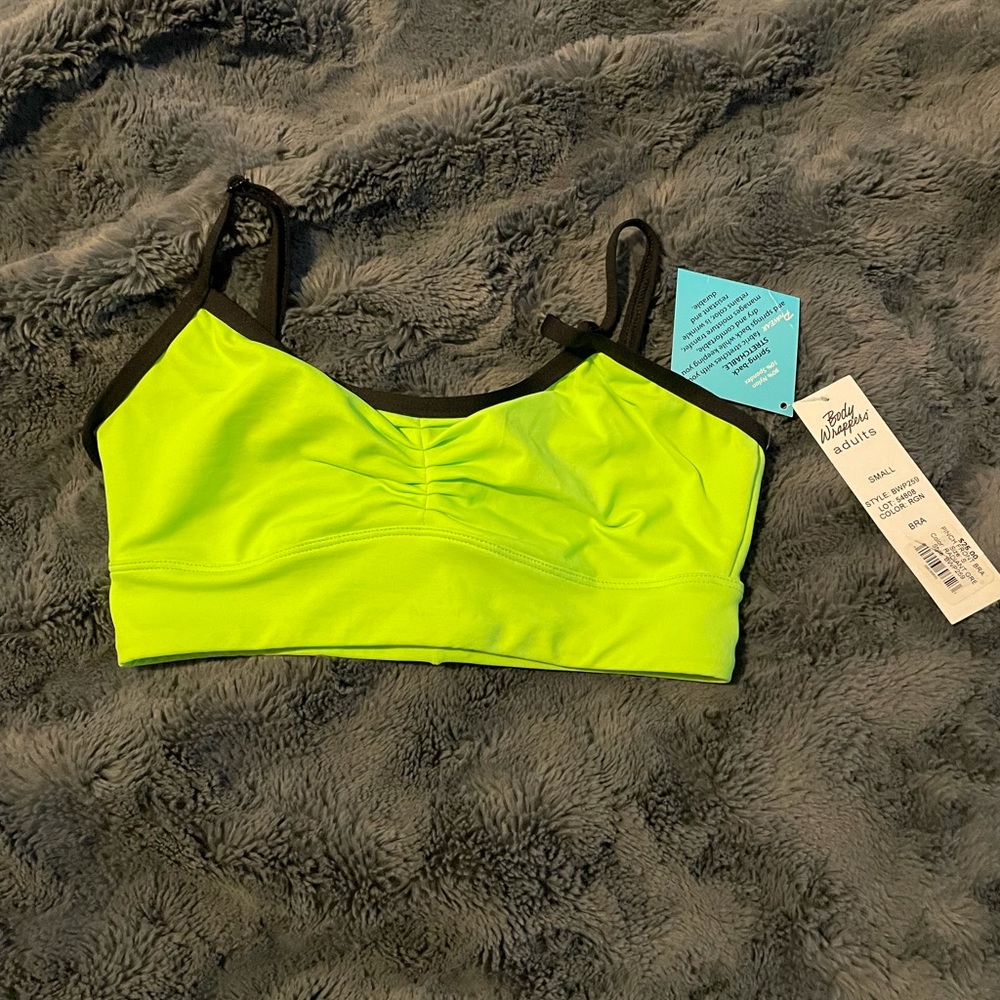 NWT - body wrappers Neon Green sports bra